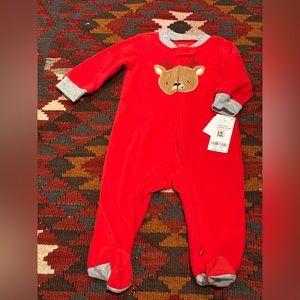 NWT Reindeer fleece footie pajamas